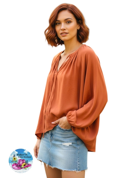 a new day Tops - A New Day Linen Blend Boho Tie-Front Blouse | XXL | Like New